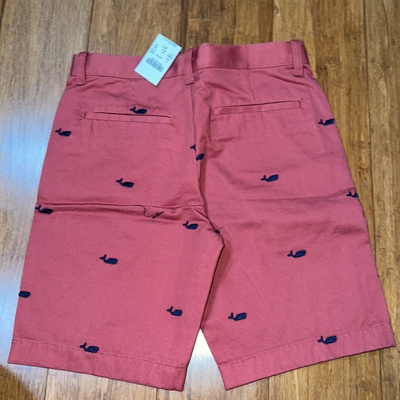 Crewcuts boys flat front faded red shorts with embroidered navy whales size 8 - Picture 4 of 5